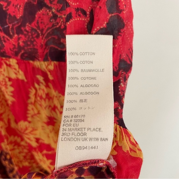 Free People Gotta Have You Tunic Cap Sleeve Flowy Red Orange Tiered Top Size XS - Picture 8 of 10